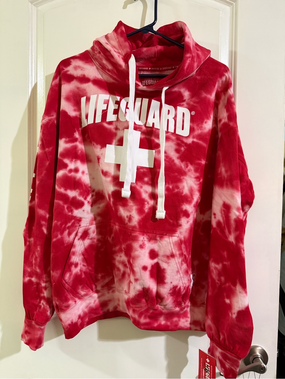 Lifeguard Red Tie-Dye Pullover Hoodie - Women's Casual Sweatshirt